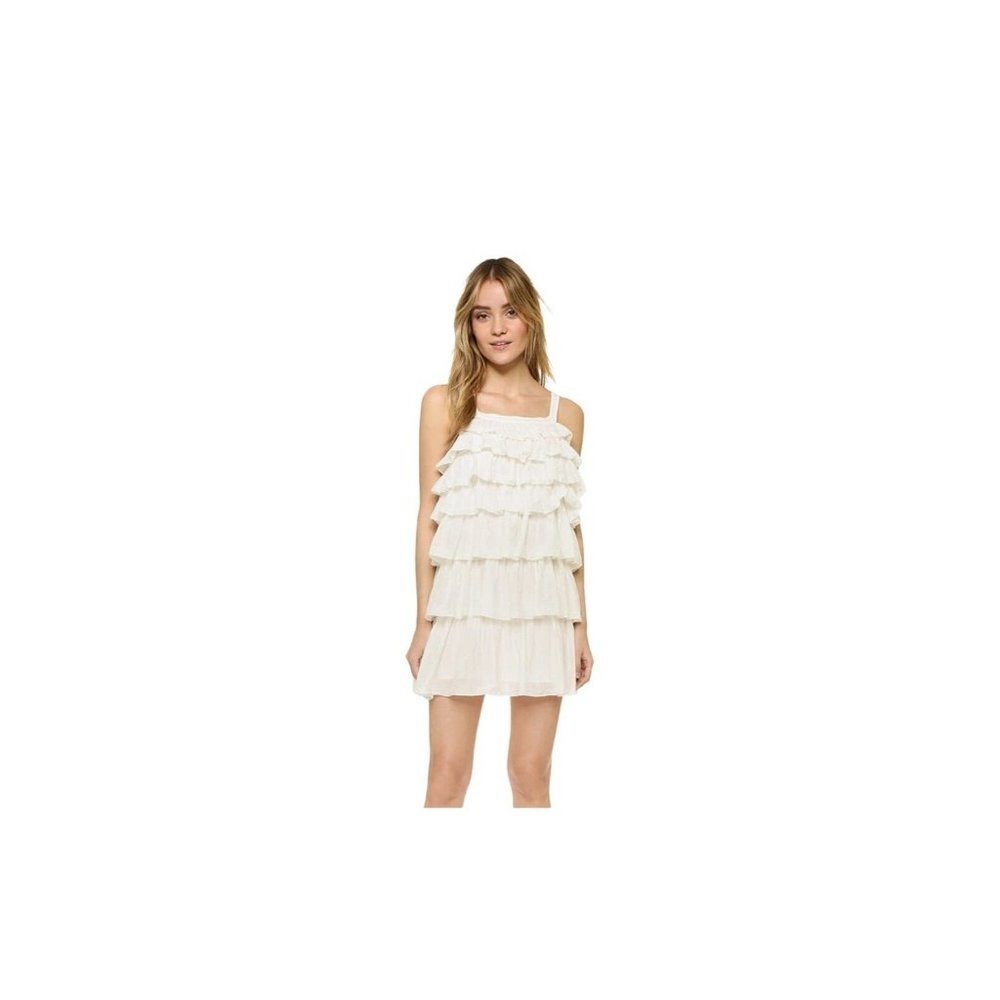 JOIE‎ Woman’s Melanite Tiered Ruffled Cream Mini Dress Size XS